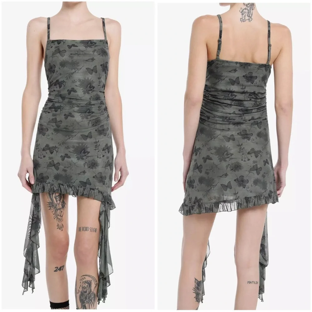 Hot Topic Thorn & Fable Mini Mesh Ruffle Butterfly Dress Size L Juniors - Picture 1 of 12